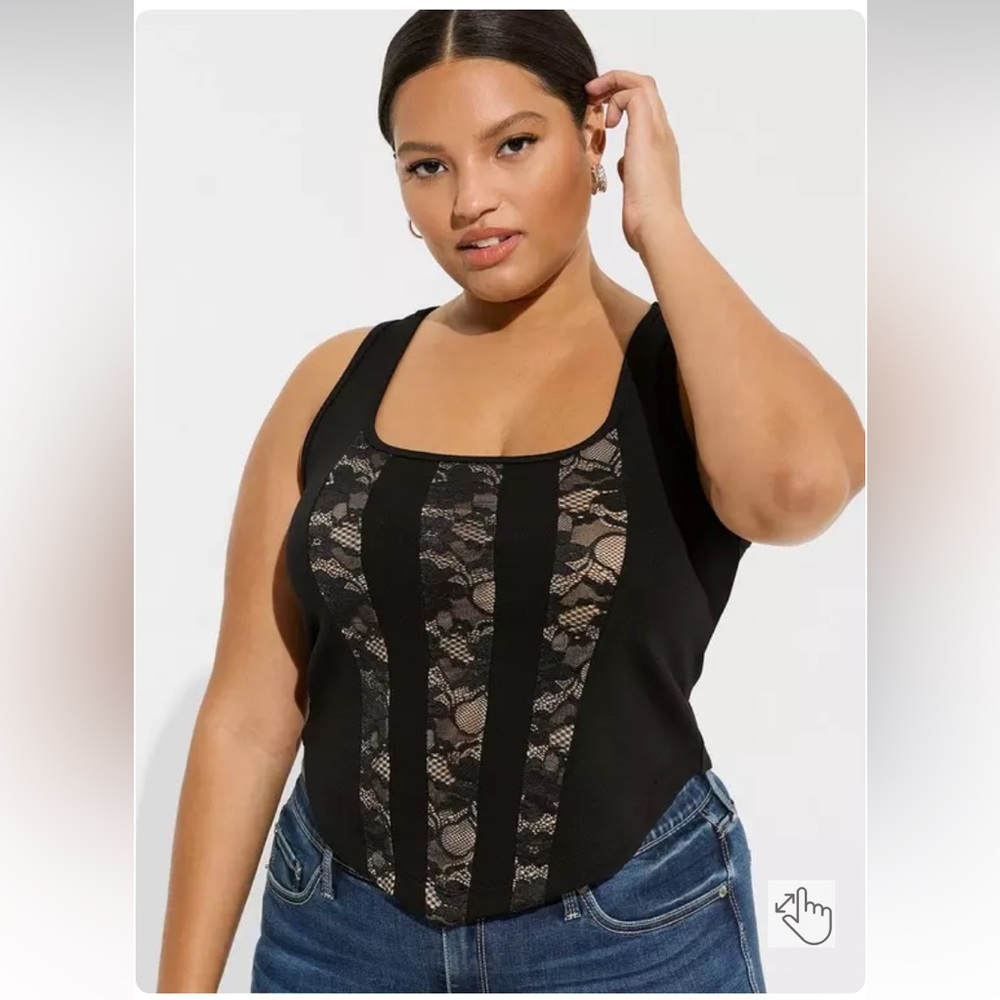 Torrid Ponte Square Neck Lace Corset Top Size 3X NWT